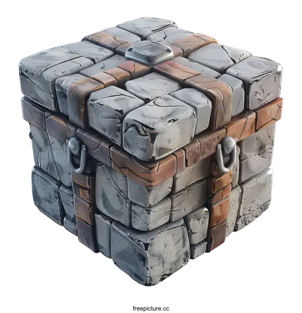[Transparent Background PNG]Stone Treasure Chest on transparent background