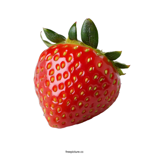 [Transparent Background PNG]Fresh Red Strawberry with Green Leaves