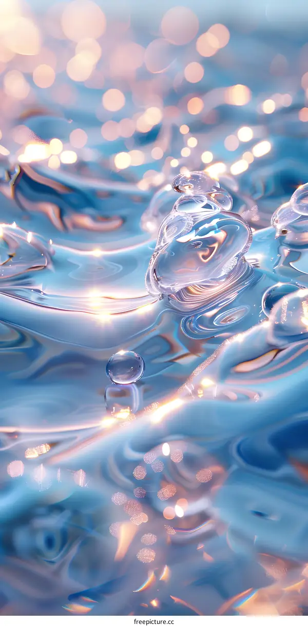 Tranquil Water Drops Under Light and Shadow