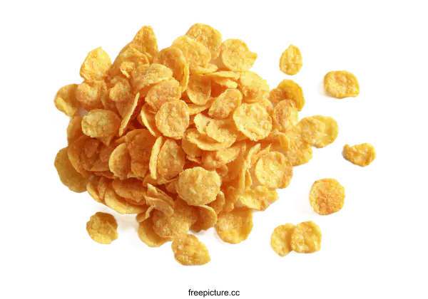 [Transparent Background PNG]Golden Cornflakes Breakfast Cereal Pile