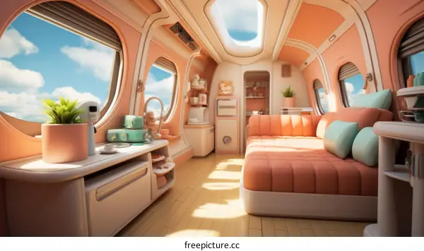 Futuristic Pink Living Room Interior Concept Design