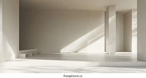 Minimalist White Interior Design With Sunlight