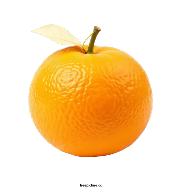 [Transparent Background PNG]Close-up of a wrinkled orange with a leaf