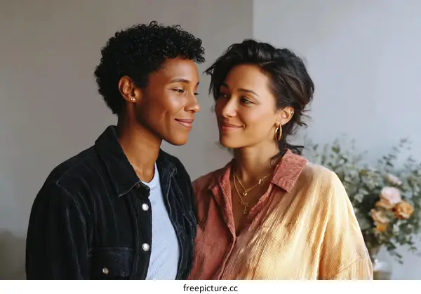 Two Black Women Smile at Each Other