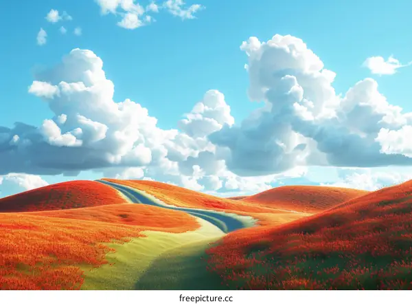 Crimson Fields Meet Expansive Road