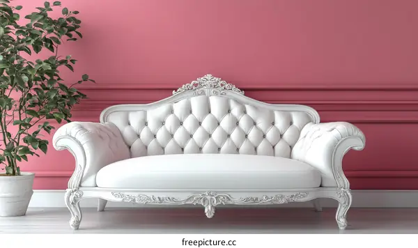 Elegant White Sofa in a Pink Room Interior