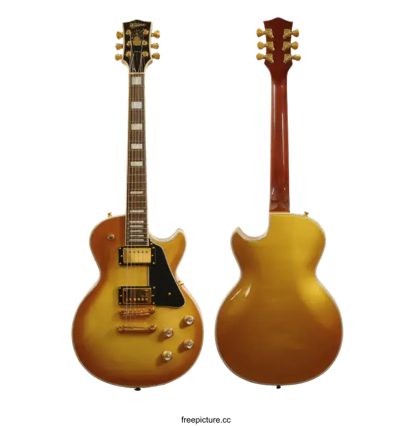 [Transparent Background PNG]Vintage Gold Electric Guitar Showcase