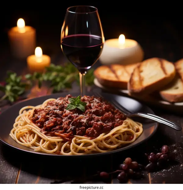 Spaghetti with red wine