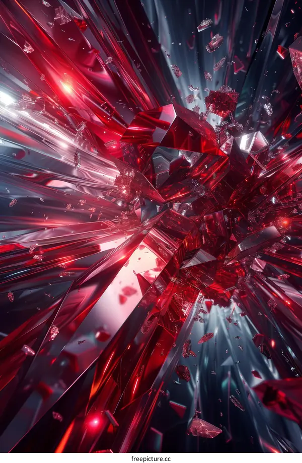 Red and Silver 3D Crystals Explosion