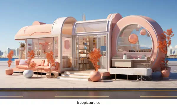 Modern Pink Pop-Up Store with Container Architecture