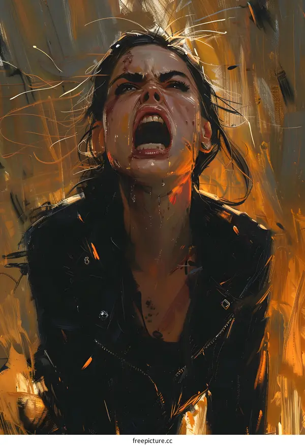 Portrait of a screaming woman