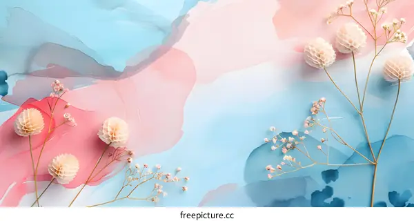 Abstract Watercolor Background with Flowers