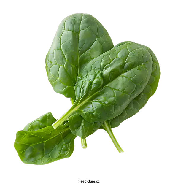 [Transparent Background PNG]Fresh Green Spinach Leaves Isolated On White Background