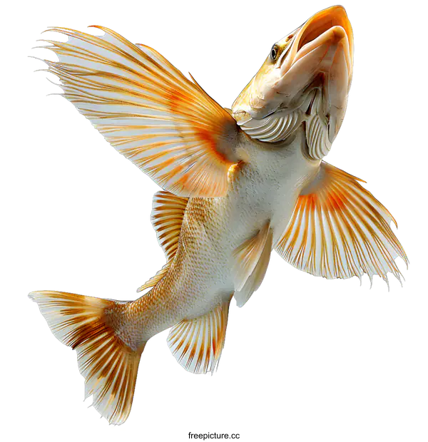 [Transparent Background PNG]A flying fish with orange fins