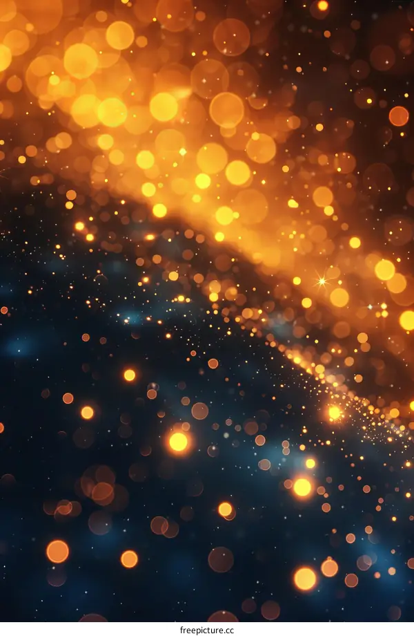 Golden Glitter Particles Flying Background