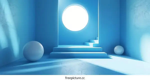 Modern Abstract Blue Minimalist Scene