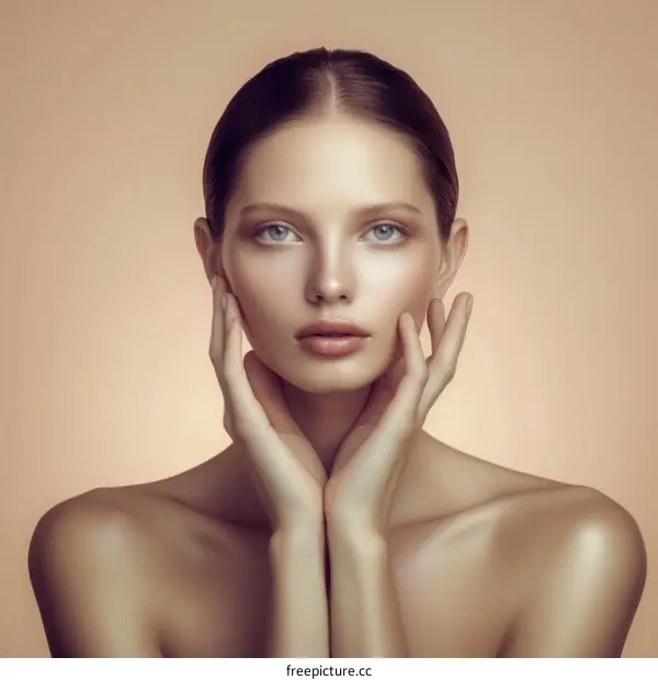 Portrait of a beautiful young woman with perfect skin