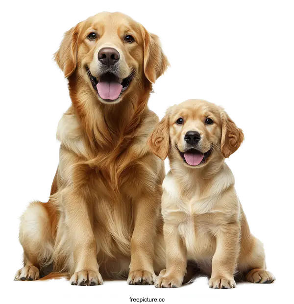 [Transparent Background PNG]Golden Retriever Family Portrait