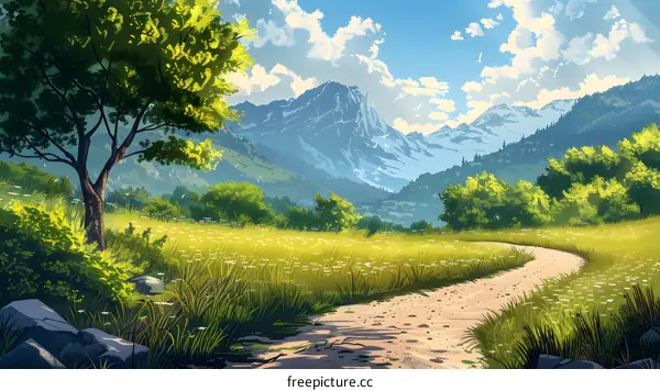 Mountain Landscape with Winding Path