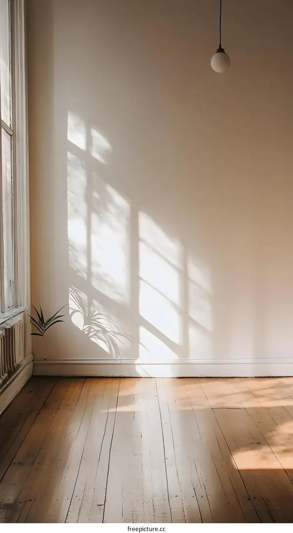 Sunlight Streaming Through Window in Empty Room