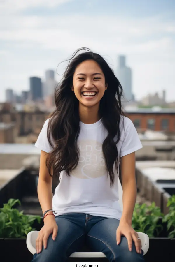 Portrait of a young Asian woman smiling