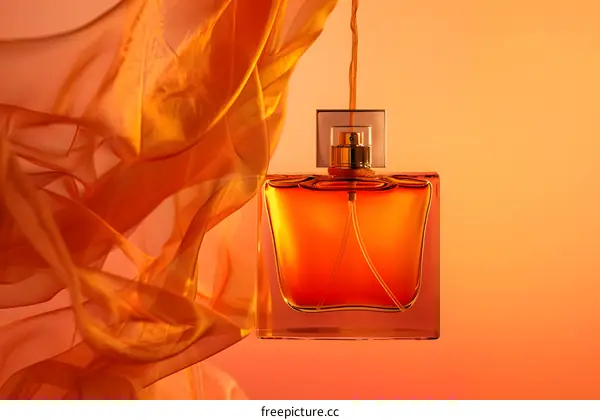 Orange Perfume Bottle with Fabric