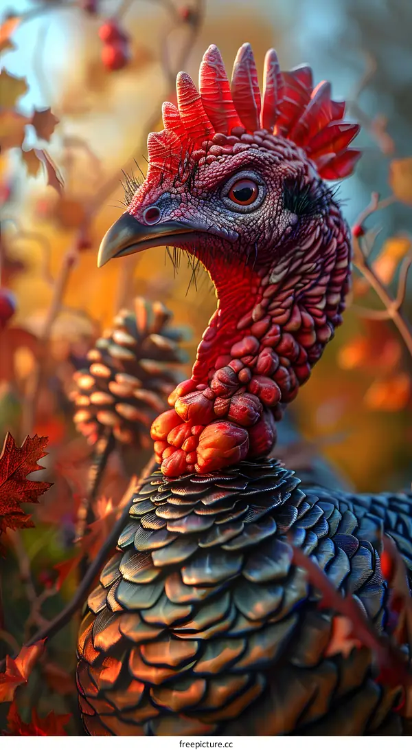 A turkey standing on a branch