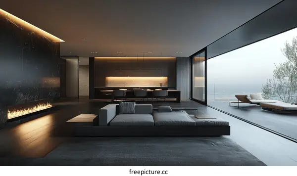 Modern Coastal Living Room Illustration