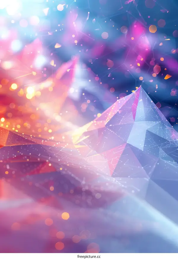 Glowing Network Mountain Landscape - Abstract 3D Rendering