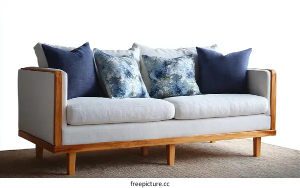 Modern Wooden Sofa with Cushions
