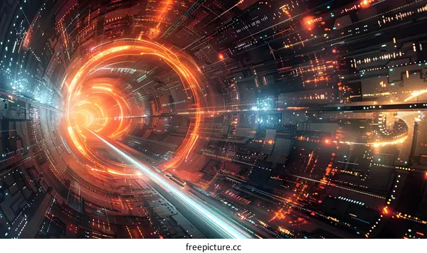 Futuristic Tunnel Speeding Through Cyberspace