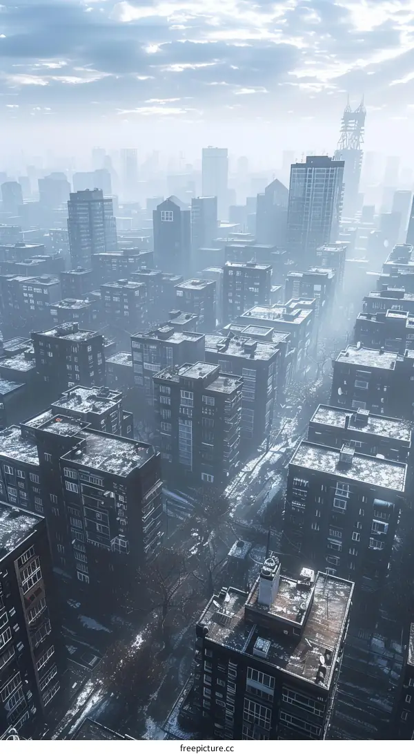 Overcast Cityscape with Tall Buildings