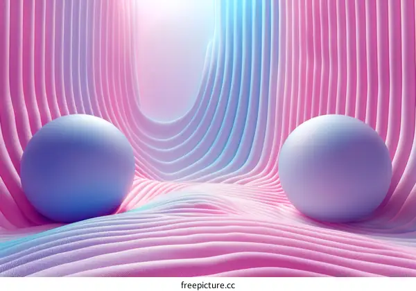 Pink and blue pastel color gradient abstract background with two mauve spheres