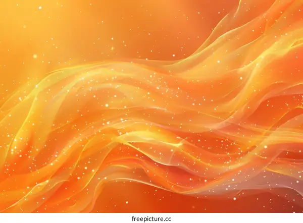 Orange Waves and Stars Abstract Background