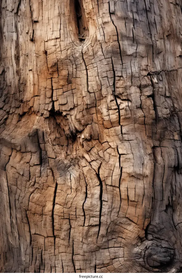 Close up of a tree trunk with a rough texture