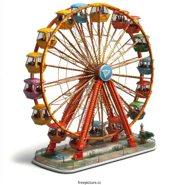 Colorful Ferris Wheel with Passengers at the Fair
