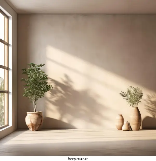 2 Potted Plants in an Airy Room