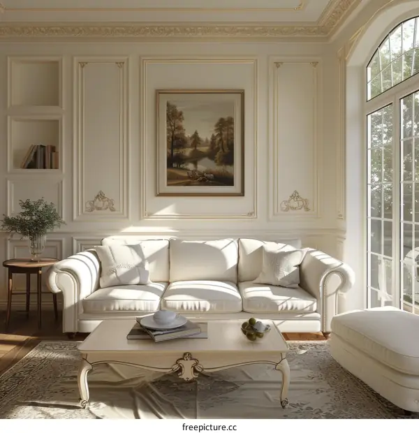 Elegant Classic Cream Living Room Interior Design