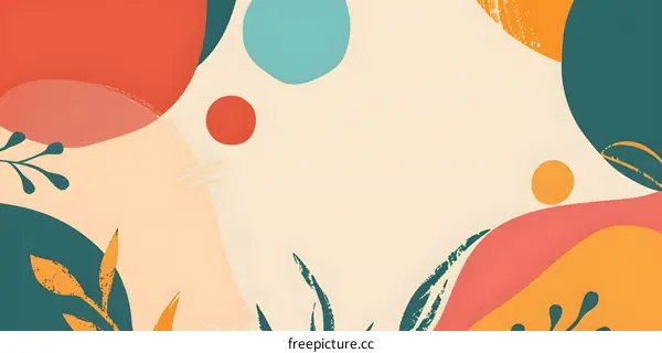 Abstract Background With Colorful Shapes And Leaves