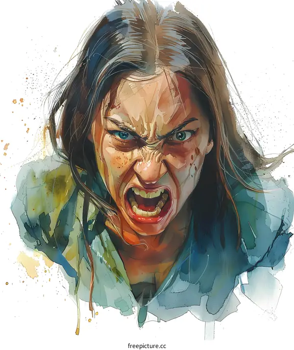 Close Up Portrait of a Woman with Angry Expression