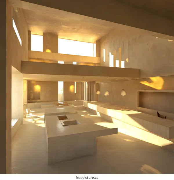 Minimalist Modern Interior Design with Concrete Walls and Large Windows