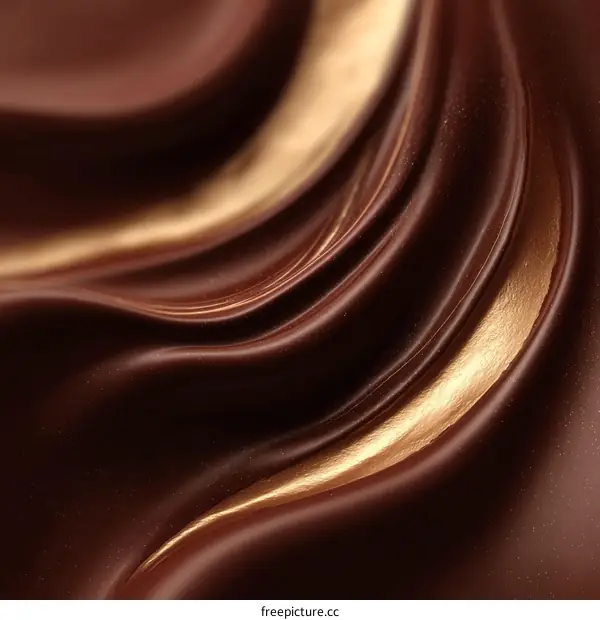Close-up of Liquid Chocolate with Gold Texture