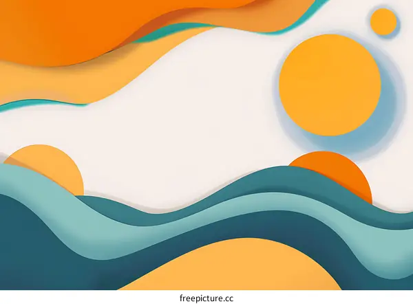 Abstract Background with Paper Cut Waves and Circles