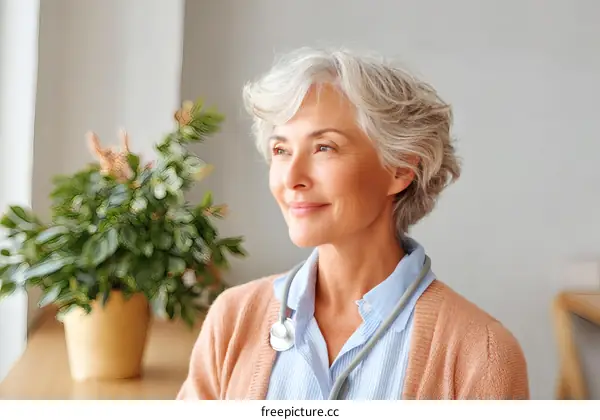 Thoughtful Senior Female Doctor Portrait