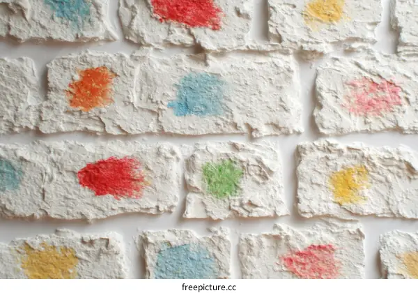 Colorful Decorated White Brick Wall Design
