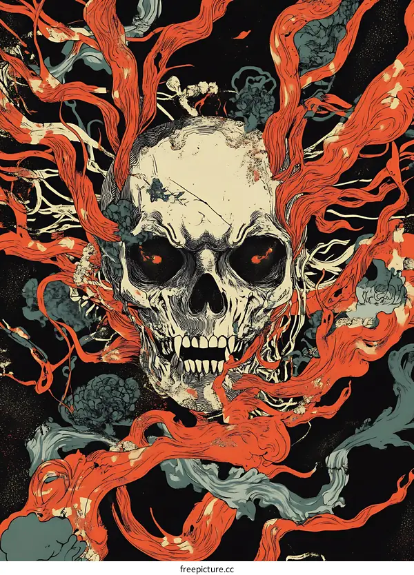 Skull in Vines Digital Art