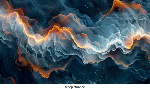 Blue and orange abstract background with flowing shapes