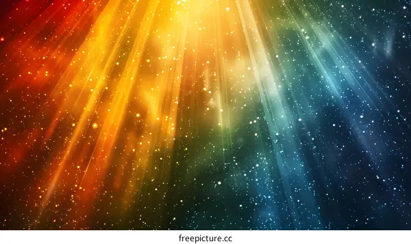 Colorful rays of light from above