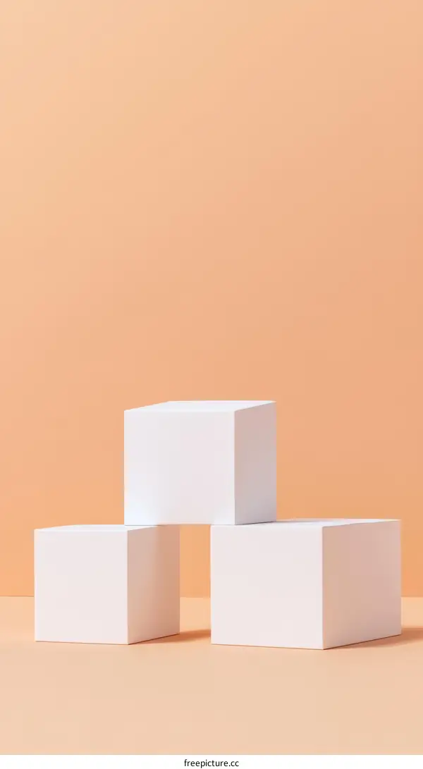 Minimalist White Cubes on Peach Background
