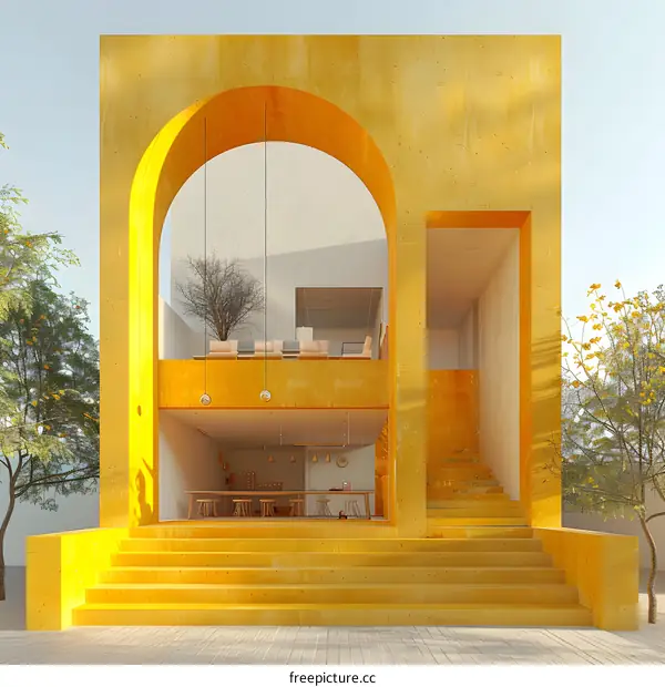 yellow modern architecture house